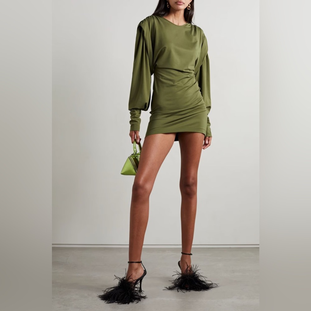 THE ATTICO Quinn Draped Stretch-Jersey Mini Dress - Size 38 (New with Tags)